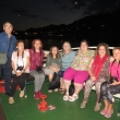 Grupo de mallorquines, amigos viajeros en la cena en el barco de Praga, julio de 2015